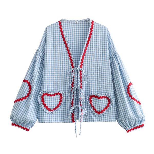 Wholesale 3 Pcs of Vintage Loose V Neck Tie Womens Shirt