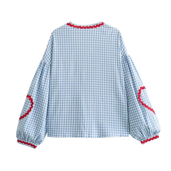 Wholesale 3 Pcs of Vintage Loose V Neck Tie Womens Shirt
