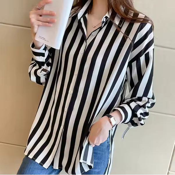 Womens Long Sleeve Striped Shirt