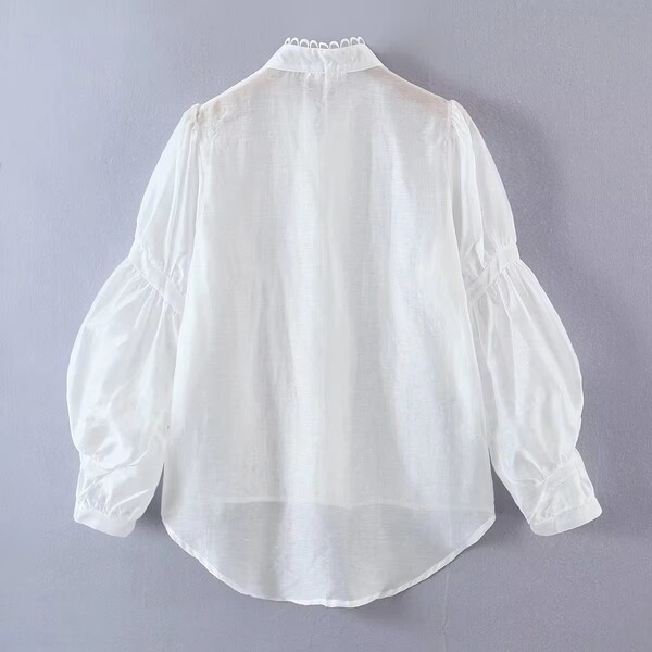 Stand up Collar Long Sleeve Button Down Shirt
