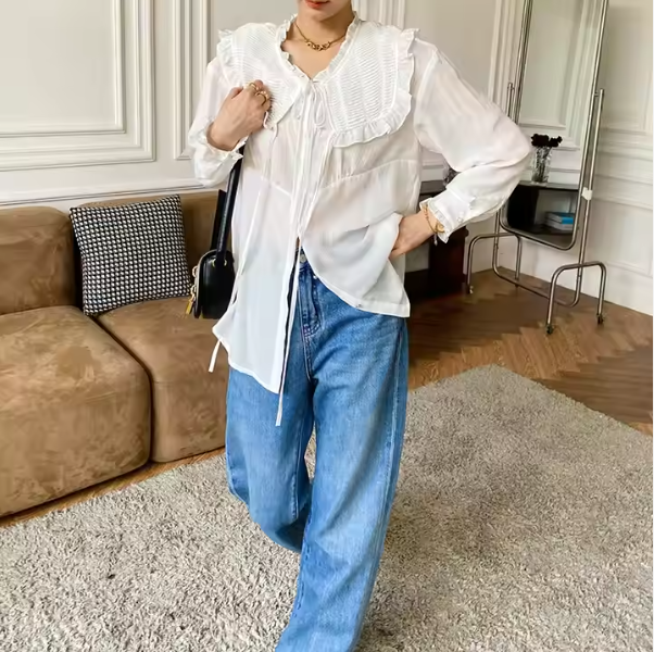 Linen Blend Button Down Vacation Womens Shirt