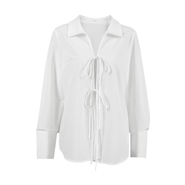 Wholesale 2 Pcs of Womens Fall Fashion Tie Shirt