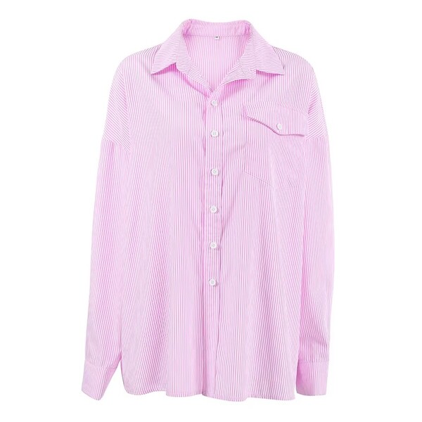Ladylike Elegant Pink Striped Shirt