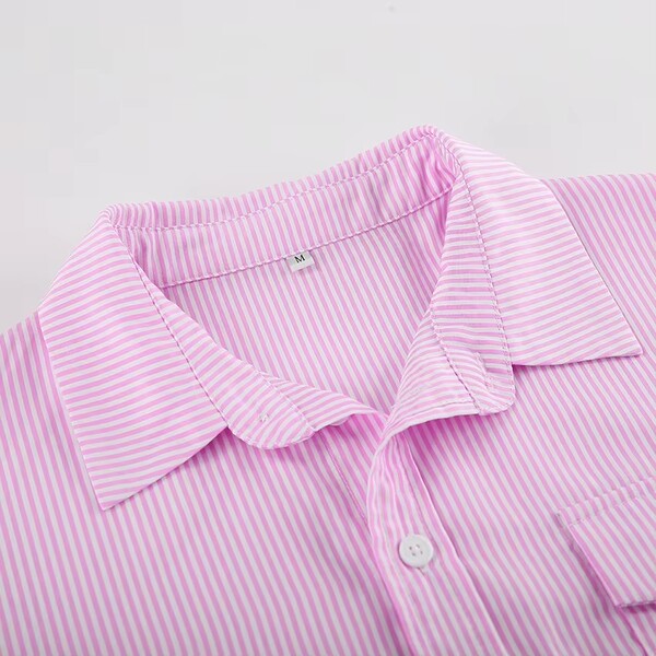 Ladylike Elegant Pink Striped Shirt