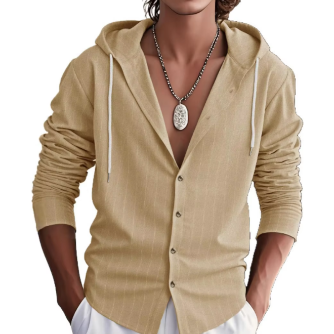 Mens Long Sleeved Autumn Casual Linen Shirt for Men