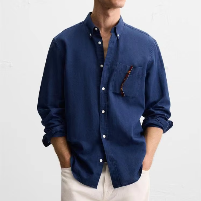 Autumn Long Sleeve Mens Casual Linen Shirt