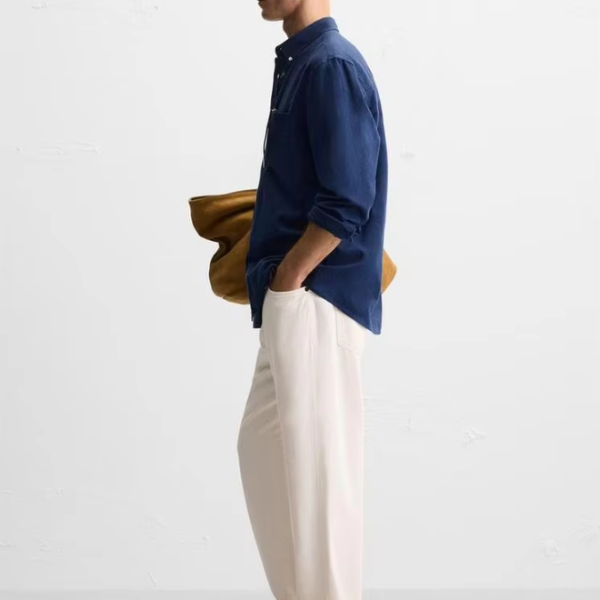 Autumn Long Sleeve Mens Casual Linen Shirt