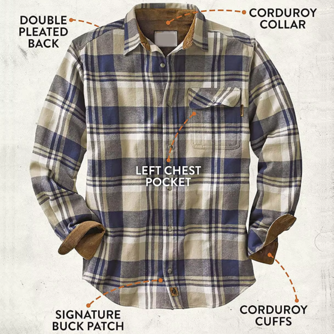 Wholesale 2 Pcs of High Quality Long Sleeve Plaid Autumn Casual Flannel Men Shirts