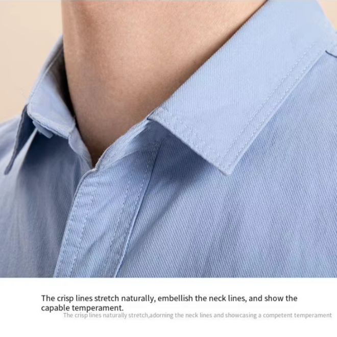 Mens Long Sleeve Solid Color Cotton Shirt