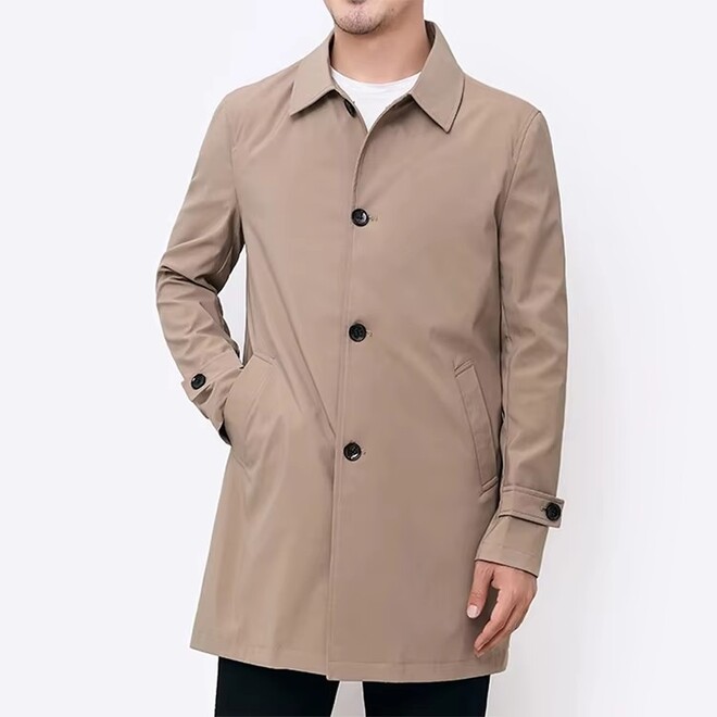 Wholesale 2 Pcs of Autumn Casual Loose Design Business Medium Length Trench Coat For Men