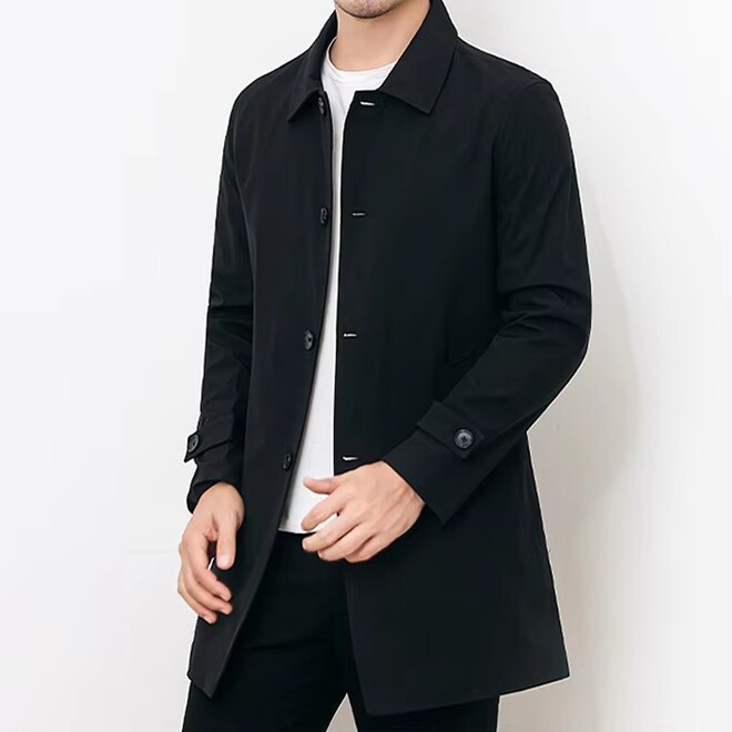 Wholesale 2 Pcs of Autumn Casual Loose Design Business Medium Length Trench Coat For Men