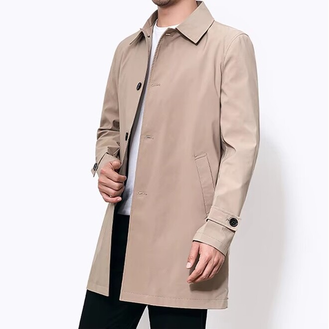 Wholesale 2 Pcs of Autumn Casual Loose Design Business Medium Length Trench Coat For Men
