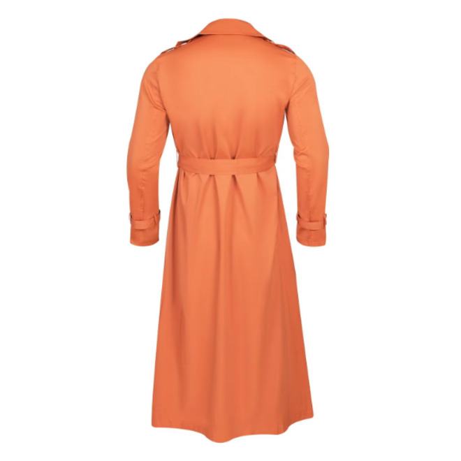 Fashionable Side Seam slip Pockets Autumn Double Breasted Long Trench Coat