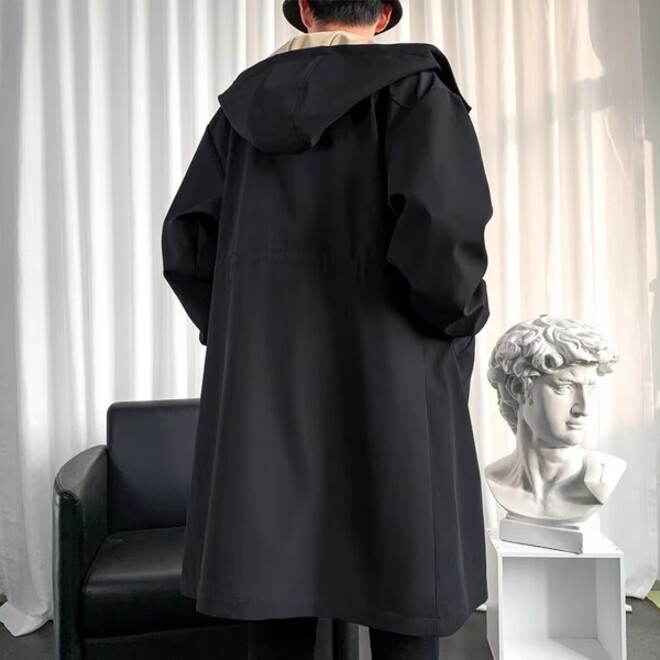 Wholesale 2 Pcs of Mens Windproof Long Hooded Windbreaker