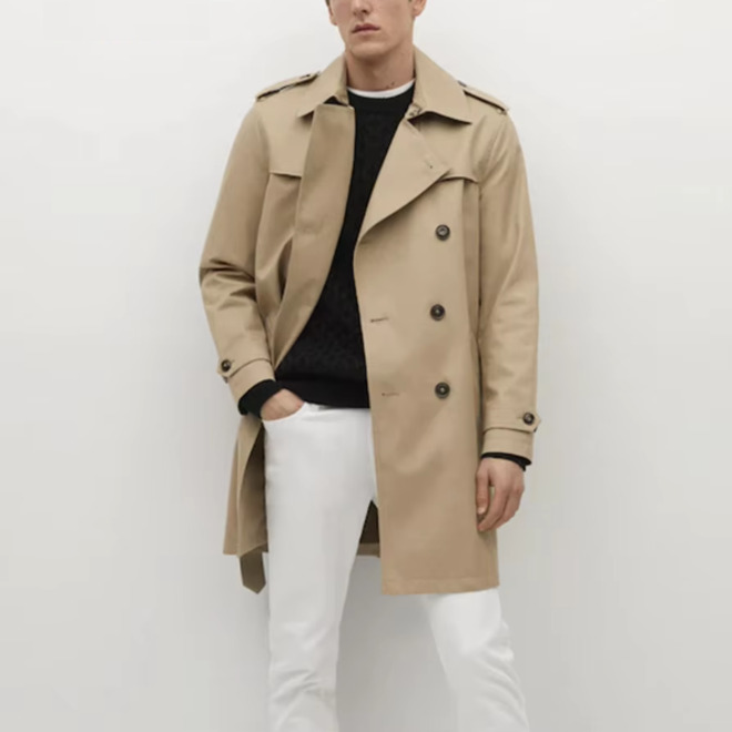 Mens Autumn Medium Long Trench Coat