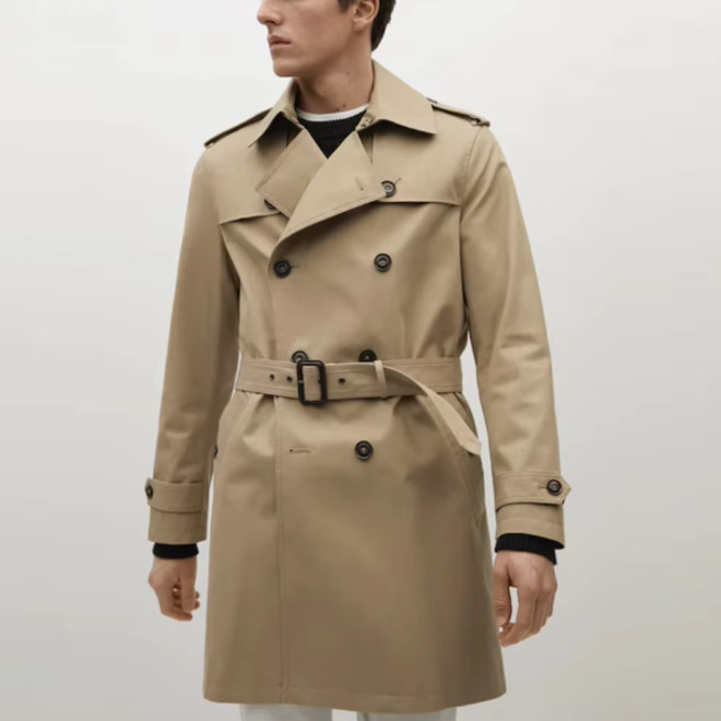 Mens Autumn Medium Long Trench Coat