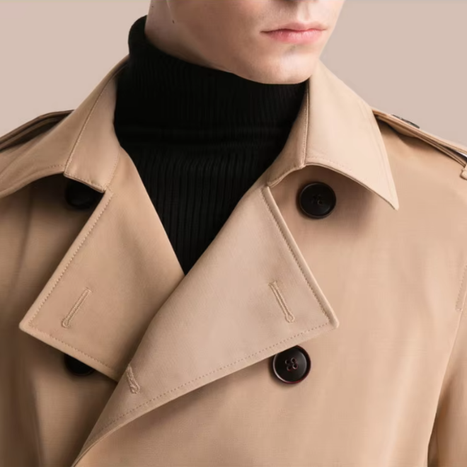 British Style Mens Mid Length Double Breasted Slim Fit Trench Coat