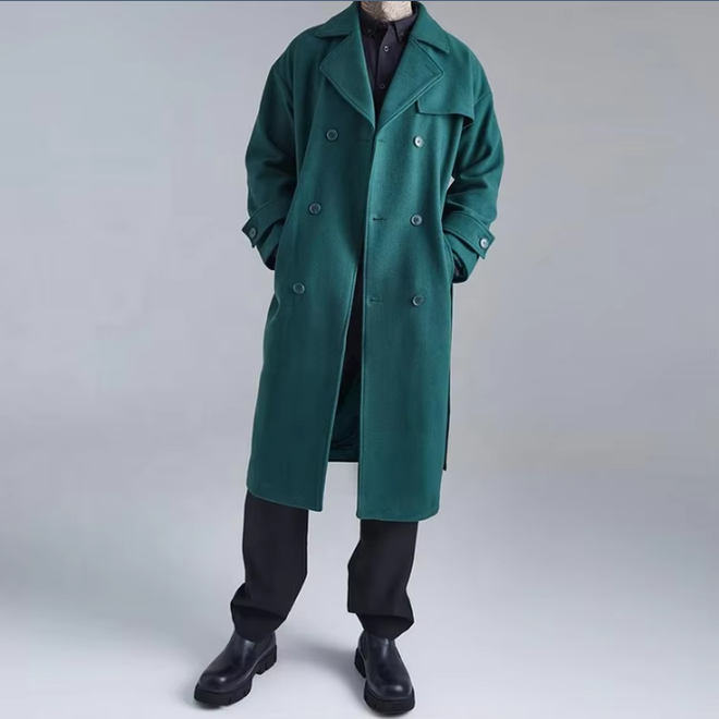 Luxury Wool Mens Double Breasted Trench Coats