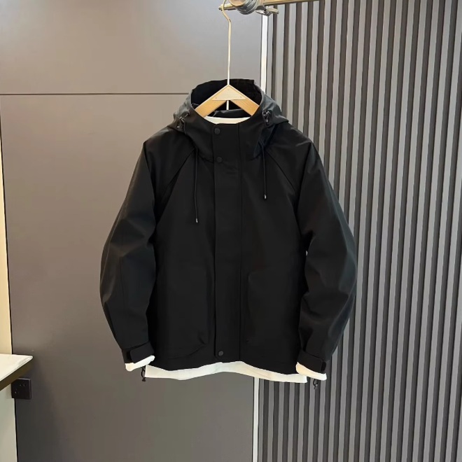 Windproof Waterproof Zipper Hooded Trench Coat