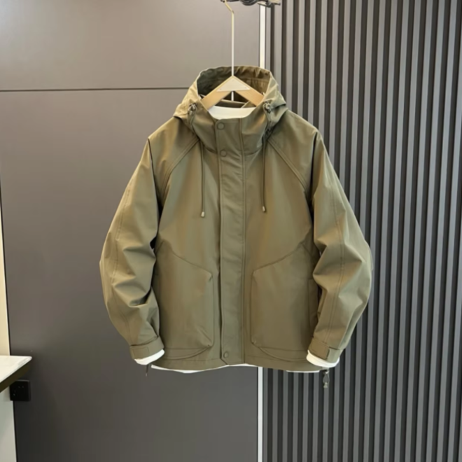 Windproof Waterproof Zipper Hooded Trench Coat