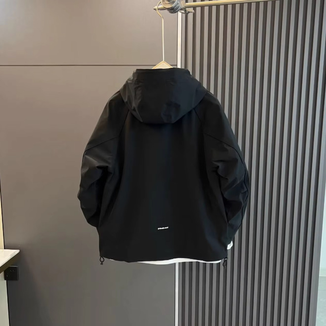 Windproof Waterproof Zipper Hooded Trench Coat