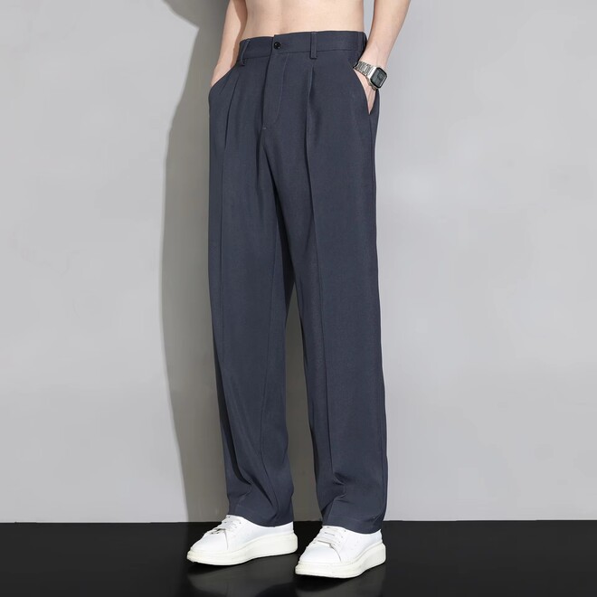 Mens Straight Leg Loose Casual Suit Pants