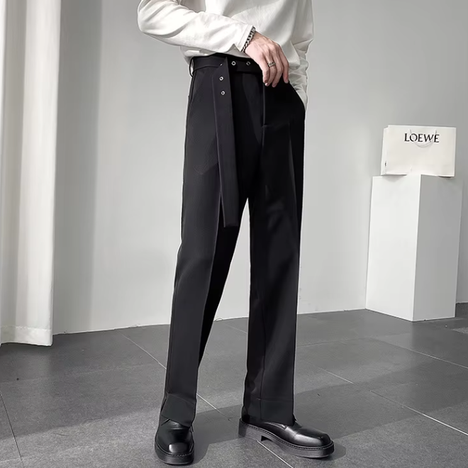 Mens Autumn Casual Loose Suit Pants