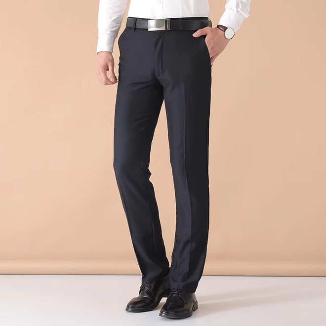 Men Slim Fit Straight Suit Pants
