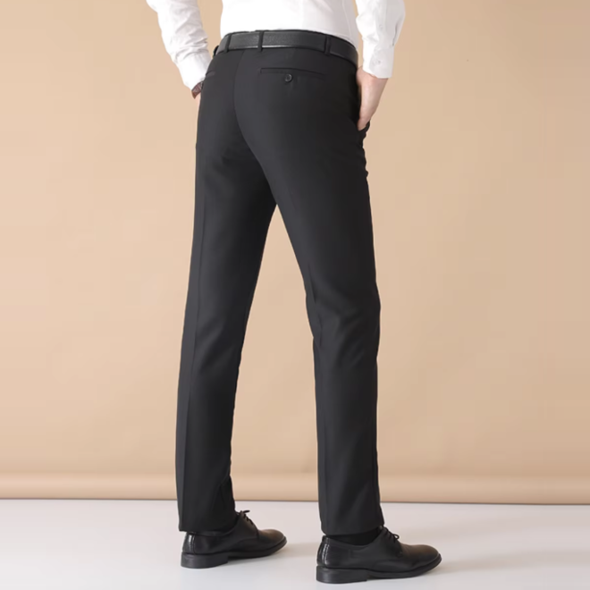 Men Slim Fit Straight Suit Pants