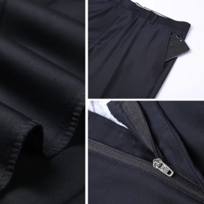 Men Slim Fit Straight Suit Pants
