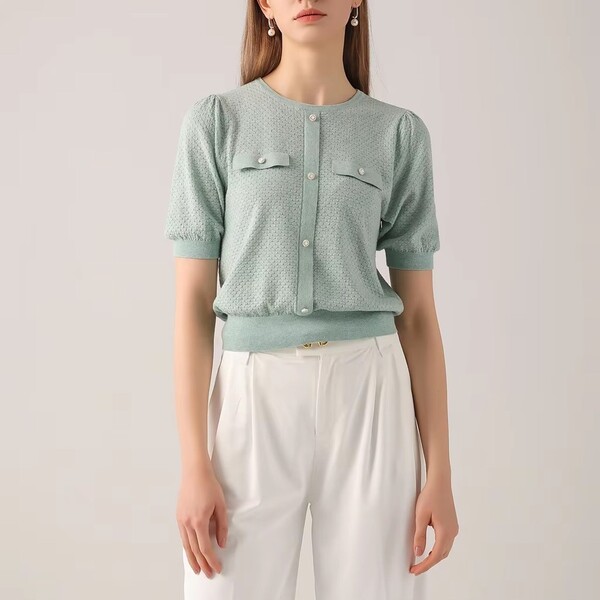 Ladies ShortSleeved Casual Knitwear