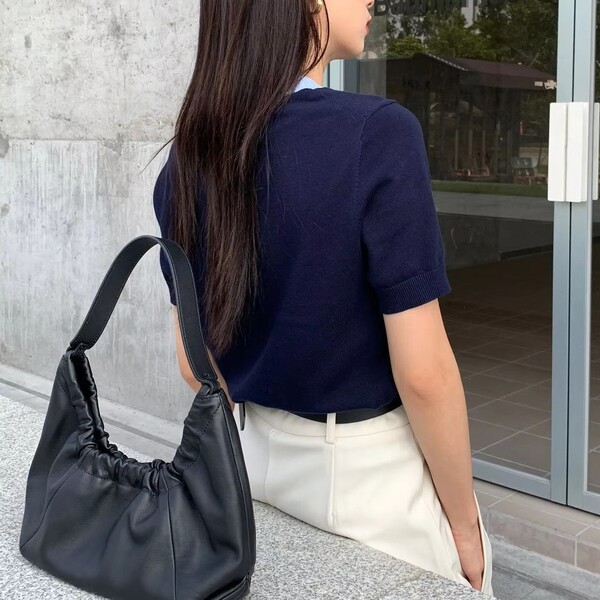 Simple Casual Knit Short Sleeve Top