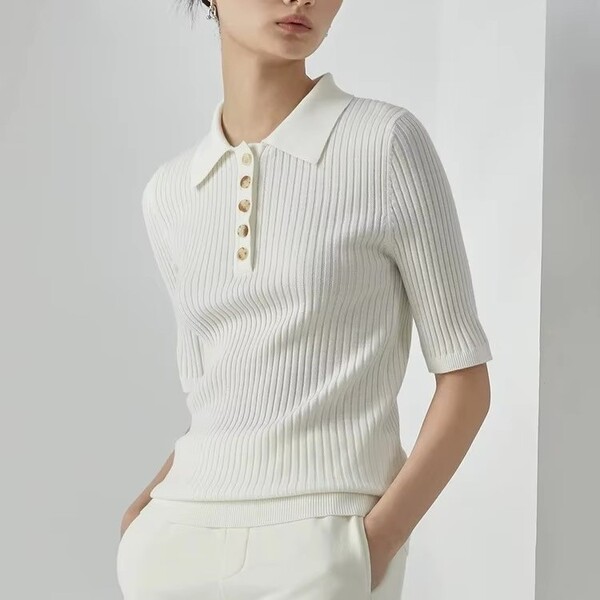 Womens Vertical Line Slim Knit Sweater