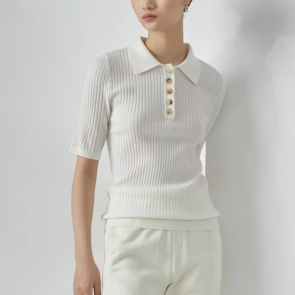 Womens Vertical Line Slim Knit Sweater