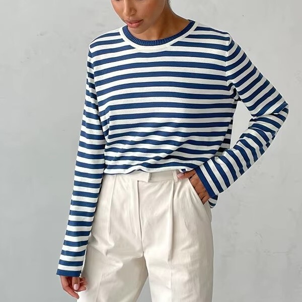 Womens Striped Pullover Knit 