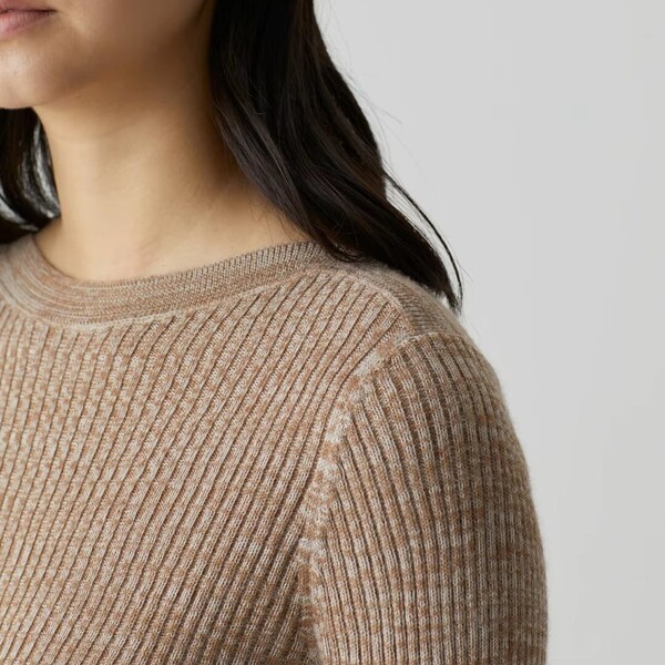 Womens Pullover Fine Ribbed Knit Top