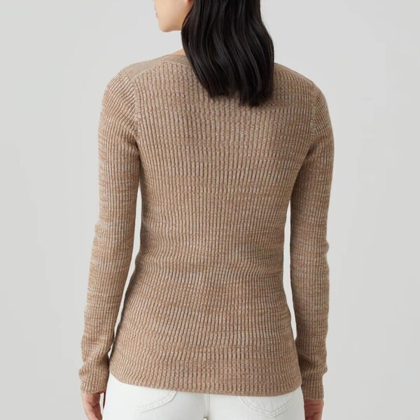 Womens Pullover Fine Ribbed Knit Top